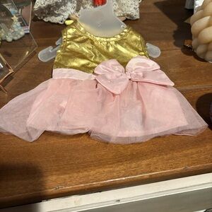 Gold and Pink Baby Dress with Bow